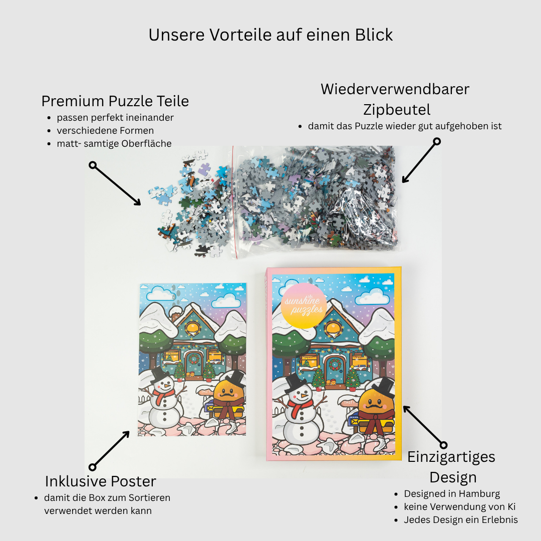 Sunshine Puzzles Vorteile auf einen Blick DE- Snowman