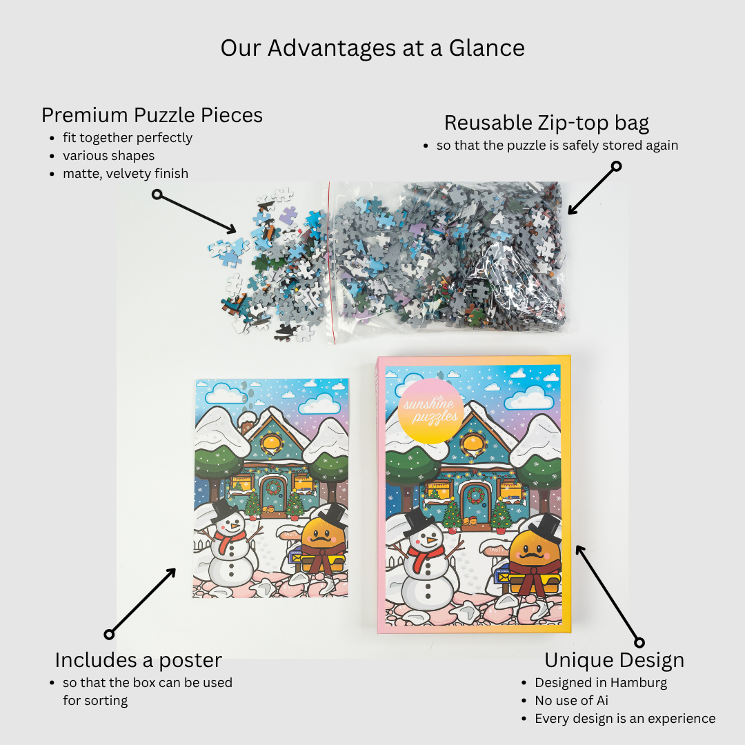 Sunshine Puzzles Vorteile auf einen Blick EN- Snowman