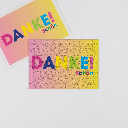 Grußkarte Dankeschön als Puzzle mit Briefumschlag und Postkarte von Sunshine Puzzles