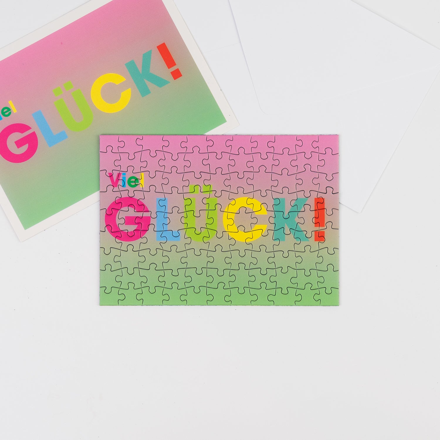 Grußkarte Viel Glück mit Postkarte und Briefumschlag von Sunshine Puzzles