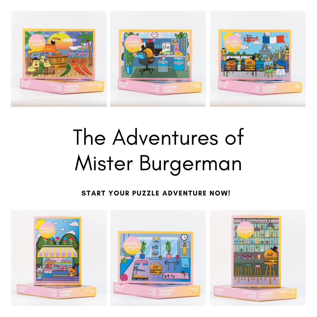 ALL ADVENTURES OF MISTER BURGERMAN, the entire Mister Burgerman Collection 2024, 6x1000 pcs. puzzles