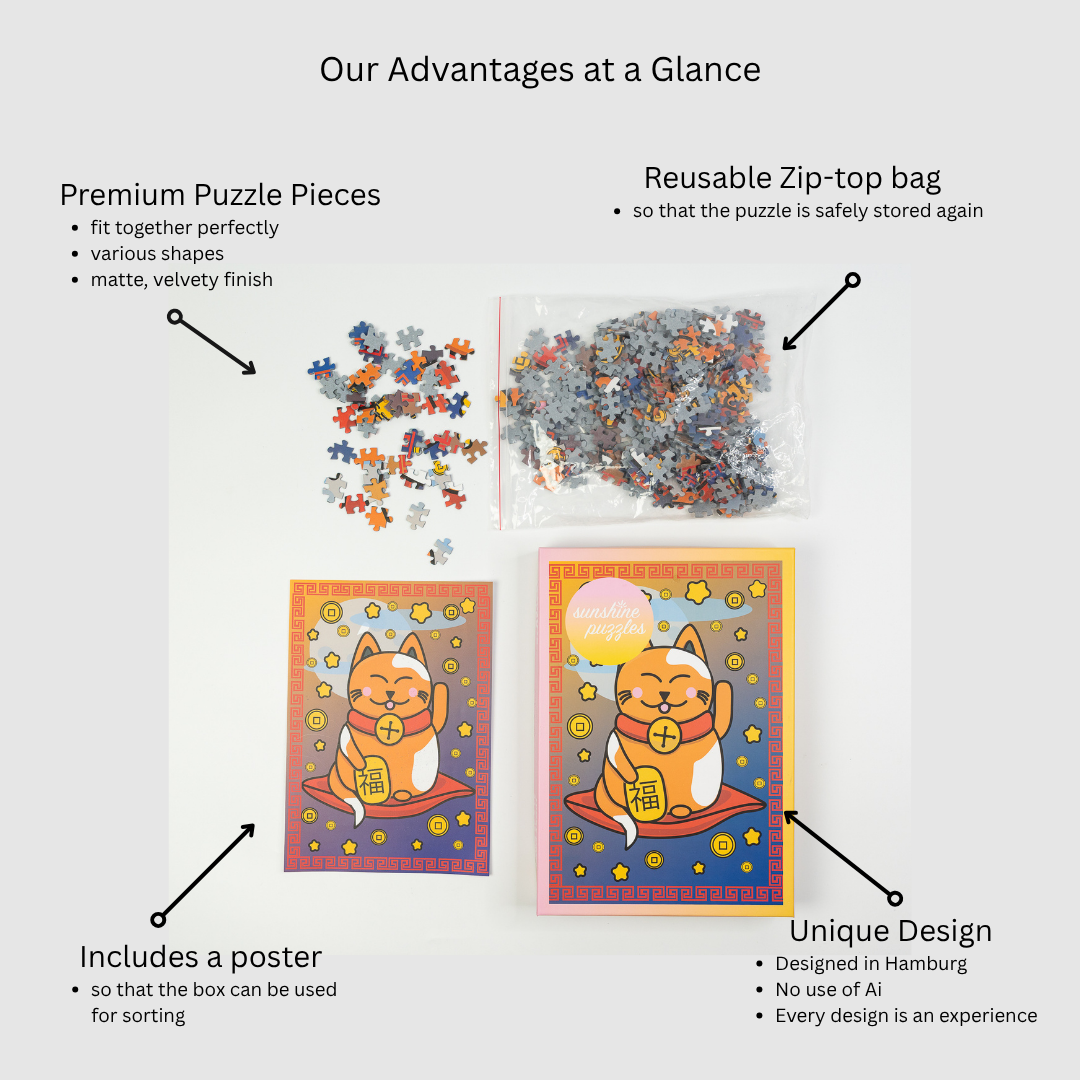  Sunshine Puzzles Vorteile auf einen Blick EN- Lucky Cat