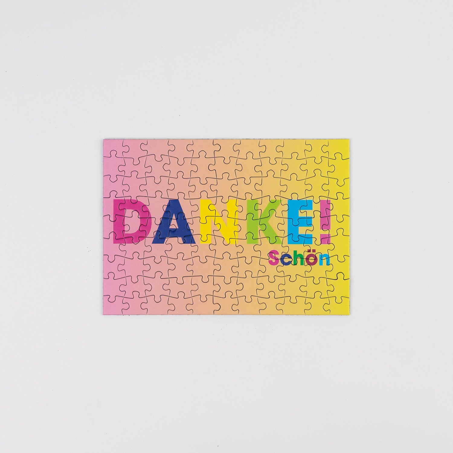 Detailansicht Mini Puzzle Postkarte Dankeschön mit Farbverlauf von Sunshine Puzzles