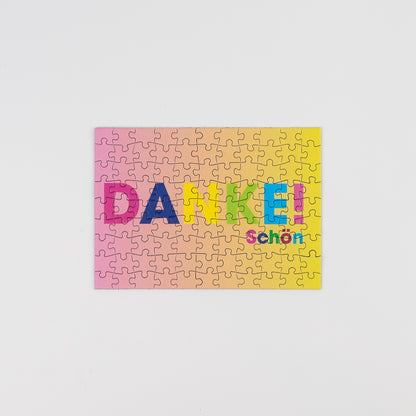 Detailansicht Mini Puzzle Postkarte Dankeschön mit Farbverlauf von Sunshine Puzzles