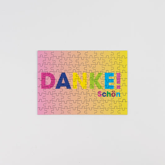 Detailansicht Mini Puzzle Postkarte Dankeschön mit Farbverlauf von Sunshine Puzzles
